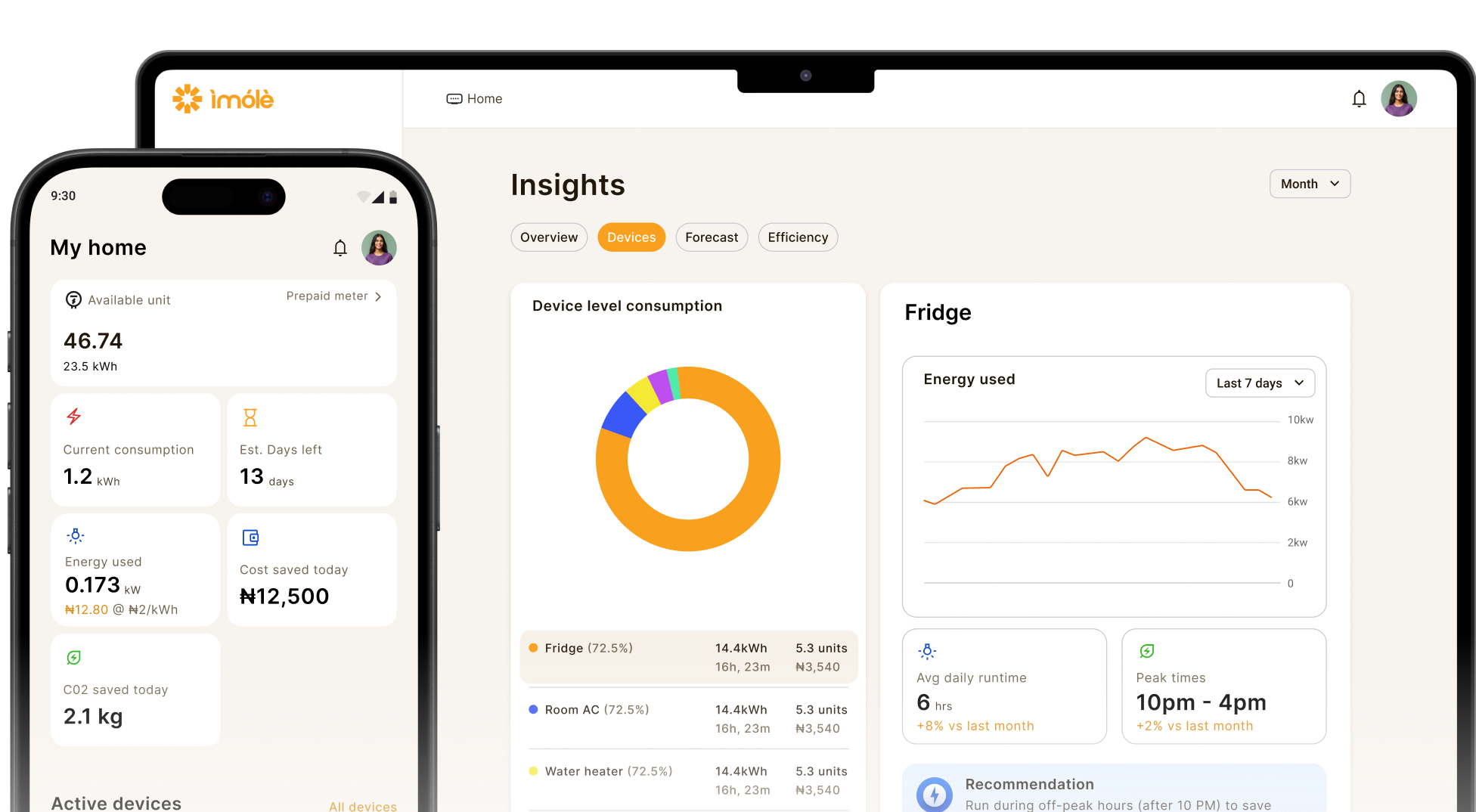Imólè on mobile and desktop devices